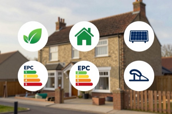 Circular icons depicting UK EPC ratings with visual elements.