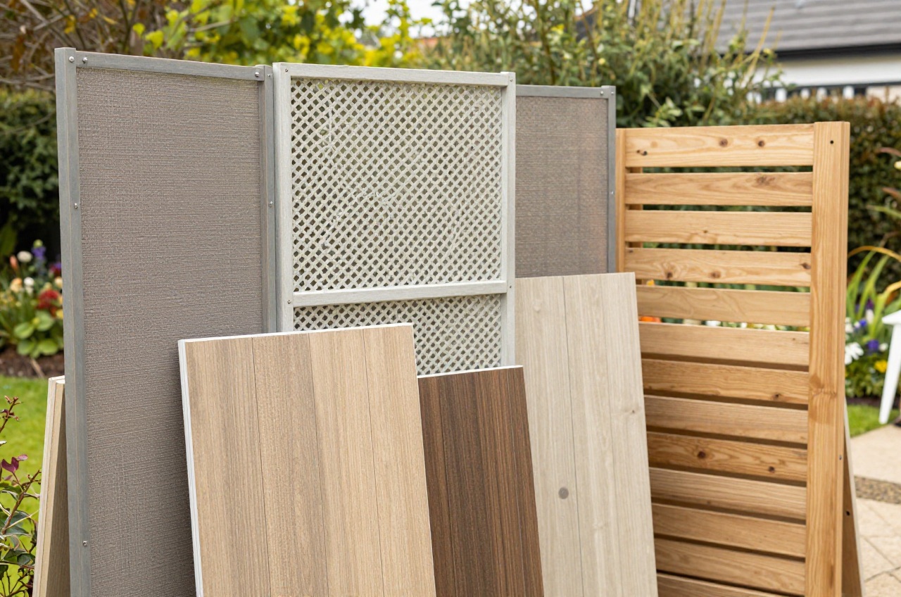Various fencing panels displayed with their dimensions and prices.