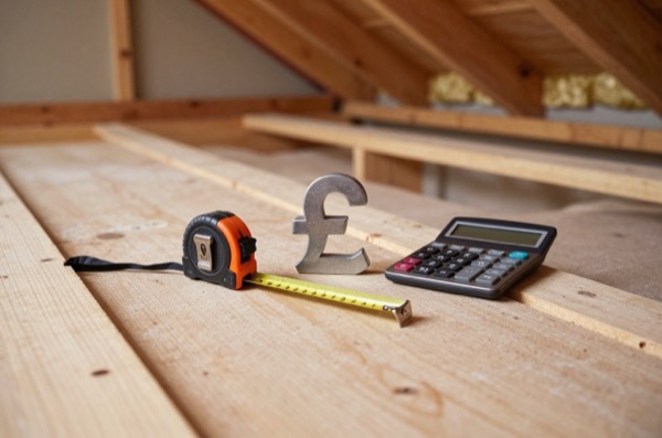 Wooden loft area with tools and materials for renovation