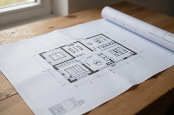 Architectural blueprint with detailed measurements and annotations.