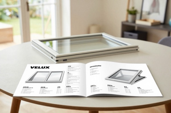 Table of Velux skylight and roof window sizes in millimeters.